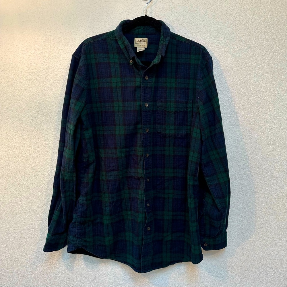 L.L. Bean Vintage flannel in Men’s Large-Tall in Green/Navy